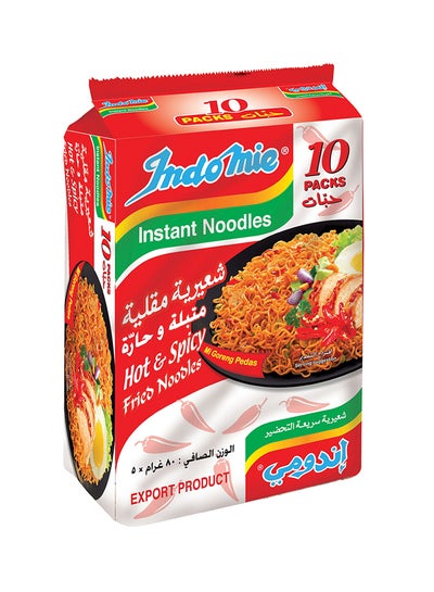 Buy Hot And Spicy Instant Fried Noodles 80grams Pack of 10 in UAE