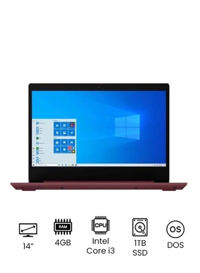 Buy IdeaPad 3 14IIL05 With 14-Inch FHD Display/Intel Core i3 Processor/4GB RAM/1TB HDD/Integrated Intel UHD Graphics/DOS(Without Windows)/ English/Arabic Cherry Red in Saudi Arabia