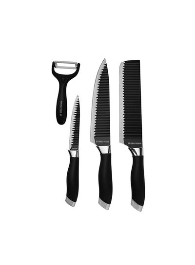 Buy 5pcs Kitchen Knife Set with Non-stick Coating, RF10461 | Knife Set, Peeler & Finger Guard Black in UAE