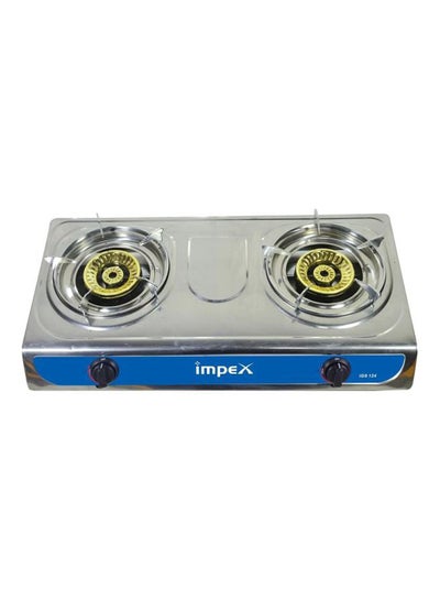 Buy 2-Burner Gas Stove - Aesthetically Designed Stainless Steel Body, Spill Tray, High-Efficiency Blue Flame, Auto Ignition Knobs IGS 124 Silver/Blue in UAE