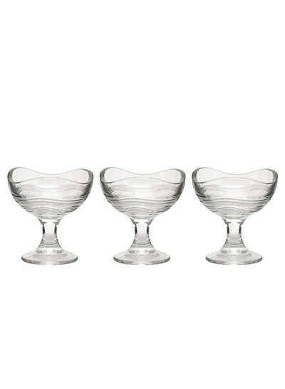 Buy Royalford Ice Cream Cup Set| Premium Glassware| RF10460| Transparent Serving bowl| Glass Bowl| Elegant Design| Pack of 3 Clear in UAE