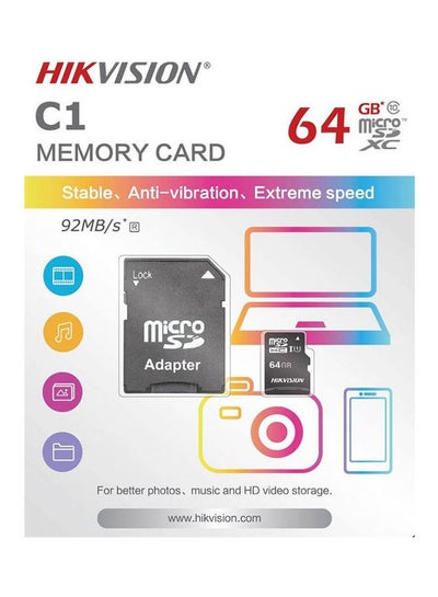 اشتري 64GB microSDXC Card /Class 10 with Adapter 64.0 GB في السعودية
