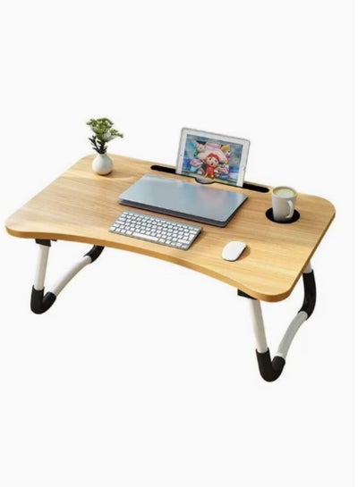 Buy Foldable Laptop Table With Cup Holder Brown Brown 60 X 40cm in Egypt