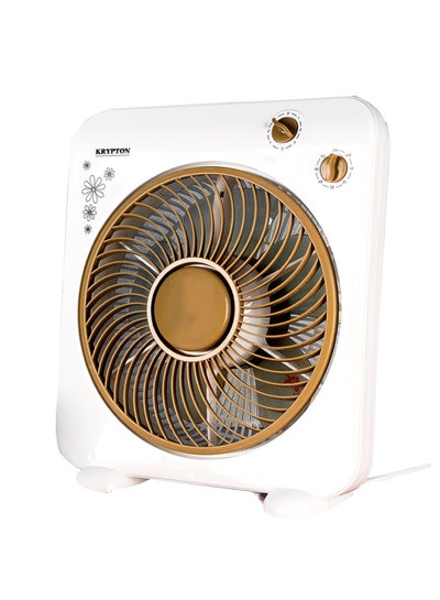 Buy Powerful Personal 10 Inch Desk Box Fan With Copper Motor KNF6025N White/Light Brown in UAE