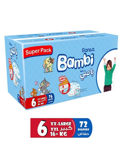 Buy Baby Diapers Super Pack Size 6, XX Large +16 KG, 72 Count in Saudi Arabia