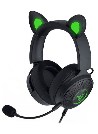 Buy Razer Kraken Kitty V2 Pro Wired RGB Headset, Interchangeable Ears, Kitty, Bear, Bunny, Stream Reactive Lighting, Detachable HyperClear Cardioid Mic, 50mm Drivers, 7.1 Surround Sound - Black in UAE