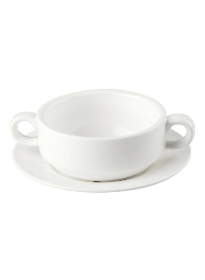 اشتري Porcelain Soup Bowl With Saucer 15.5cm أبيض 15.5 سنتيمتر في الامارات