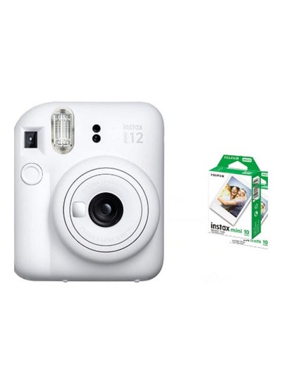 Buy Instax Mini 12 Instant Film Camera With Pack Of 20 Films Clay White in Egypt