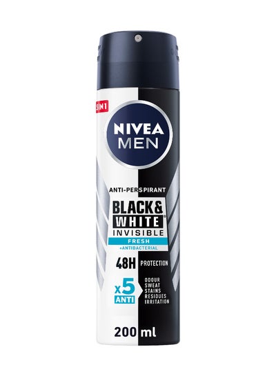 Buy Men Black And White Invisible Fresh, Antiperspirant For Men, Spray 200ml in UAE