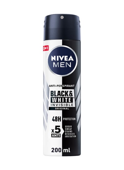 Buy Men Black And White Invisible Original, Antiperspirant For Men, Spray 200ml in Saudi Arabia