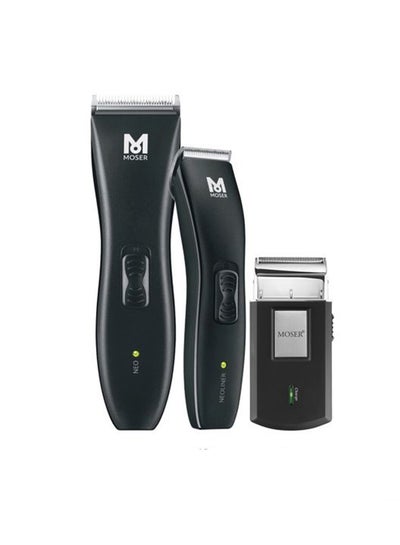 Buy Trio Kit Professional Cord Cordless Hair Clipper Beard Trimmer And Shaver Black in UAE