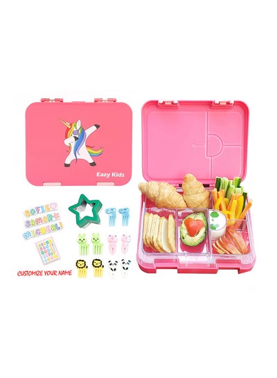 Buy Bento Lunch Box, 6 And 4 Convertible Compartment, Slant Mouth Opening, Microwavable, Dishwasher Safe, Back To School Season, Made Of Triton, Free Sandwich Cutter, Unicorn Pink in Saudi Arabia