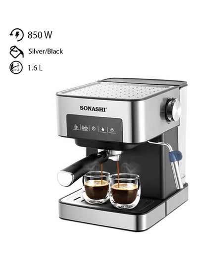 اشتري ماكينة صنع القهوة الرقمية  15 بار  مع لوحة تحكم تعمل باللمس 1.6 L 850 W SCM-4964 فضي/أسود في السعودية