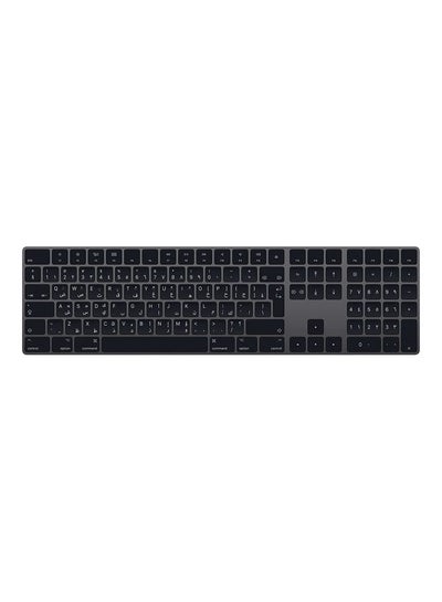 Buy Magic Keyboard with Numeric Keypad: Wired, Wireless/Bluetooth, Rechargeable Multimedia Keys, Works with Mac, iPad, or iPhone – Arabic/English Space Grey in UAE