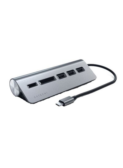 Buy Slim Type C Aluminum USB Hub 3xUSB A And 1xMicro/SD Grey in UAE