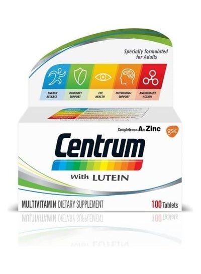 Buy Centrum with Lutein, A to Zinc supplements for Adults with Vitamin B, C, D, Minerals, Nutrients and Trace Elements, 100 tablets in Egypt