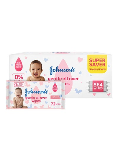 Buy Gentle All Over Wipes – Super Saver Pack 8 + 4 Free, 12x72, 864 Wipes in UAE