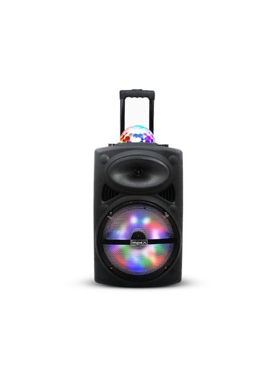 Buy Portable Trolly Speaker With DJ Party System- 50W RMS Power,12V Battery, 12" Speaker, USB, TF, AUX, FM Radio, Mic Input, Bluetooth Function, UHF MIC - High-Quality Sound Experience Black in Saudi Arabia