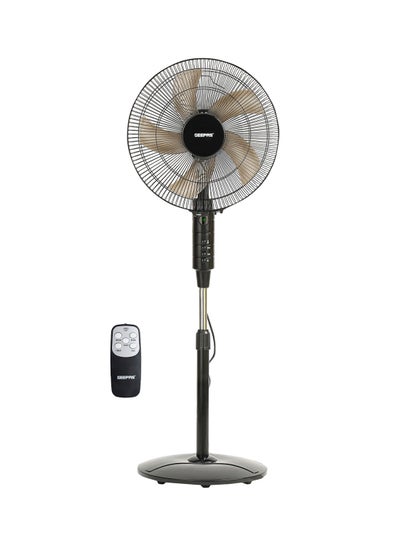 Buy 16" Stand Fan with Remote Control - 3 Mode/Speed, 5 Leaf Blade Wide Oscillation, Adjustable Height & Tilt Setting With Led Display | 7.5 Hours Timer GF9489 Black in UAE