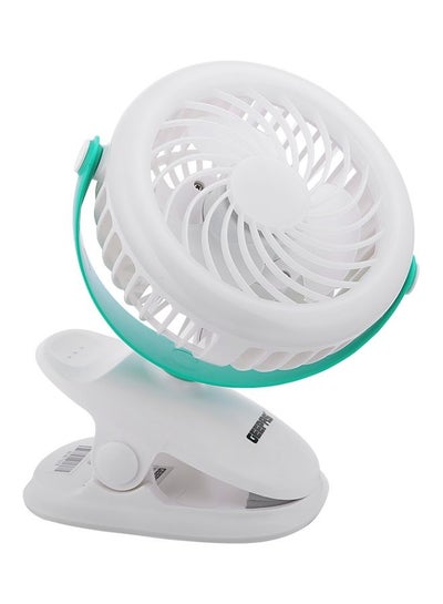 Buy Rechargeable Clip Fan with LED Light Two Quiet Speeds with 7 Hours Continuous Working GF21137 white in UAE