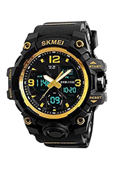 اشتري ساعة يد بعقارب ورقمية وبسوار من السيليكون طراز 1155 - 55 مم - أسود للرجال في السعودية
