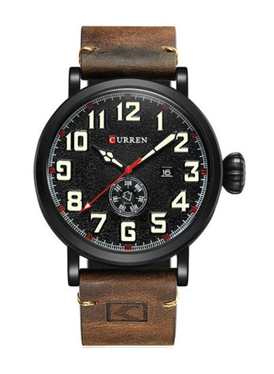 اشتري Men's Water Resistant Leather Chronograph Watch 8283 - 42 mm - Brown في السعودية