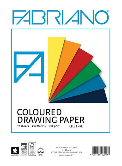 Buy Coloured Drawing Paper 12 Sheet 180Gm Multicolour in Egypt