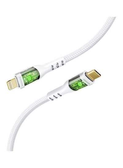 اشتري iPhone 15 Cable, USB-C to Lightning Cable, Premium 27W Power Delivery Lightning Cable with Transparent Shells, 480Mbps Data Sync and 120cm Nylon Braided Cord , iPad, AirPods Pro, TransLine-Ci White White في الامارات