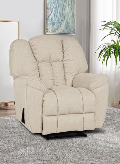 Buy Linen Upholstered Classic Recliner Chair With Bed Mode Light Beige 90x100x80cm in Saudi Arabia