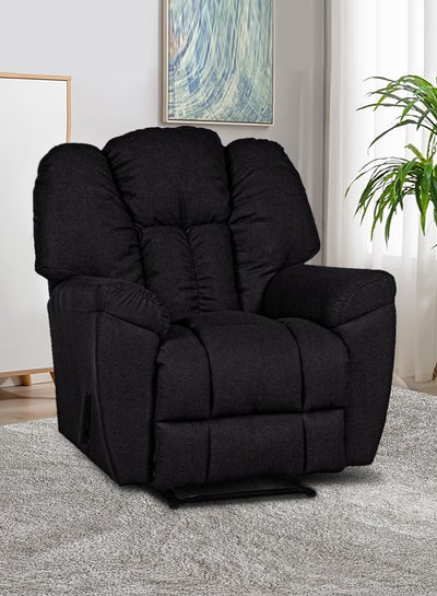 اشتري Linen Upholstered Classic Recliner Chair With Bed Mode Black 90x100x80cm في السعودية