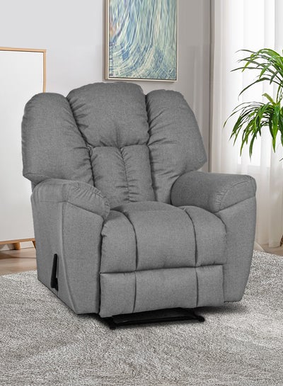 Buy Linen Upholstered Rocking Recliner Chair With Bed Mode Light Grey 90x100x80cm in Saudi Arabia