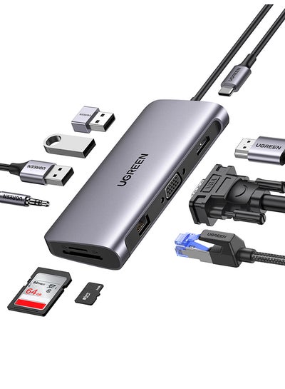 Buy USB C Hub 10 in 1 Type C Hub with Ethernet 4K USB C to HDMI VGA PD Power Delivery 3 USB 3.0 Ports USB C to 3.5mm SD/TF Cards Reader for MacBook Pro/Air iPad Pro Silver in Egypt