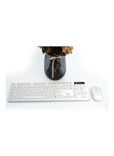 Buy Wireless Combo Standard Office Keyboard And Optical Mice For Pc Desktop White in UAE