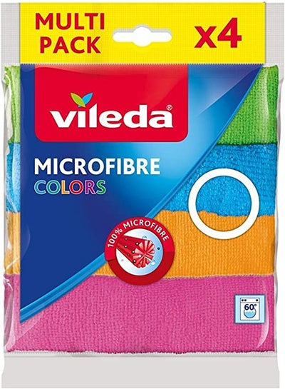 Buy All Purpose Microfiber Cloth 4 Pieces Colors Pink/Orange/Blue in UAE