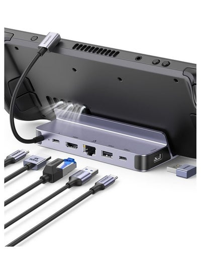 اشتري قاعدة ستيم ديك 6 في 1 مع منفذ HDMI 4K @60Hz وموزع شحن USB C PD 100 واط، جيجابت ايثرنت،5Gbps نقل البيانات، USB-C و2 USB-A 3.0 ملحقات حامل ستيم ديك من الالومنيوم متوافقة مع منصة ستيم ديك في السعودية