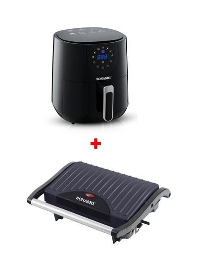 Buy Digital Air Fryer With Grill-Sandwich Maker 700W 4.2 L 1300.0 W SAF-420/SGT-880/Bundle Black/Silver in UAE