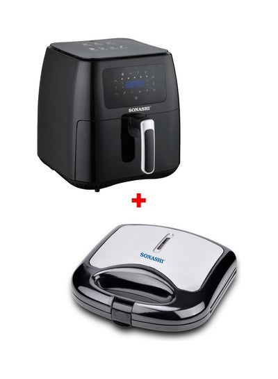 Buy Digital Air Fryer With Grill-Sandwich Maker 750W 8.0 L 1700.0 W SAF-800/SGT-853 Bundle Black/Silver in UAE