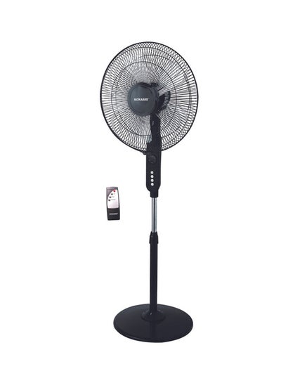 Buy 16 Inch Stand Fan - 3 Speeds With Remote Control | Low Noise Motor With Oscillation Function | Height Adjustable Design With 5 Transparent Blades | 7 Hours Timer SF-8027SR Black in Saudi Arabia