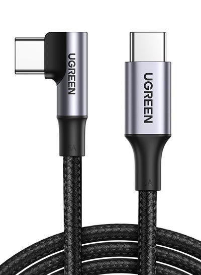 اشتري كابل من منفذ USB Type C لمنفذ USB Type C بزاوية 90 درجة يمنى للشحن السريع ونقل البيانات بطول متر واحد وقدرة 100 وات وشدة تيار 5 أمبير ويدعم تقنية PD لجهاز ماك بوك برو 2021 وماك بوك آير وآي باد برو وهاتف سامسونج S21 وهواوي ولينوفو ثينك باد لون أسود في مصر