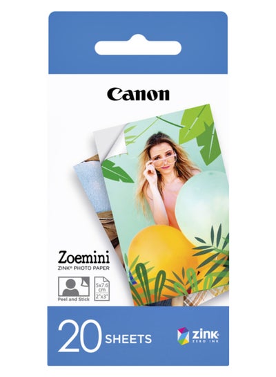 اشتري حزمة ورق صور ZINK مكونة من 20 ورقة مقاس 2 × 3 ورق صور ZINK مقاوم للماء والتمزق، خالٍ من التلطخ، قابل للتقشير واللصق من الخلف في السعودية