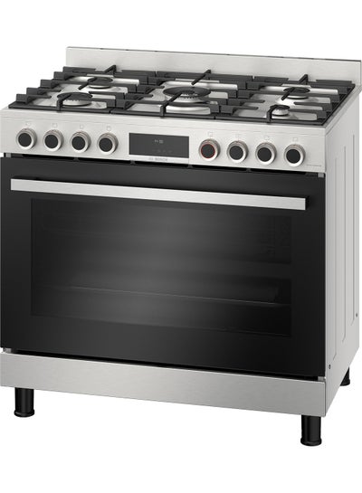 Buy Series 8, 90x60cm Gas Cooking Range, XXL Oven Capacity- 147L, Cast Iron Pan Support, High Output Burner upto 4 KW HIZ5G7W50M Black in UAE