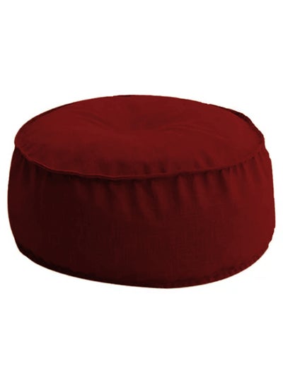 Buy Round Decorative Linen Floor Cushion Burgundy 90x25cm in Saudi Arabia