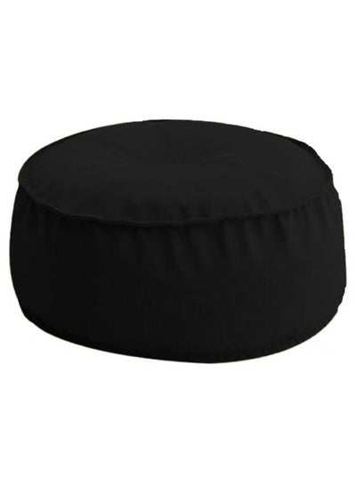 Buy Round Decorative Linen Floor Cushion Black 70x40cm in Saudi Arabia