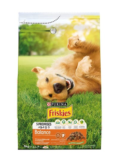 Buy Friskies 5 Promises Balance Chicken, Beef And Vegetables Dry Food For Dog Brown/Green 3kg in UAE