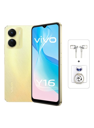 Buy Y16 Dual SIM Drizzling Gold 4GB RAM 64GB With  Wired Earphone and Ring Phone Holder in UAE