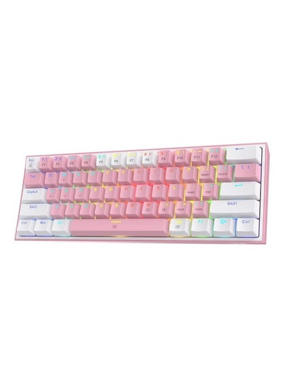 اشتري Redragon K617 Fizz 60% Wired RGB Gaming Keyboard, 61 Keys Compact Mechanical Keyboard w/White and Pink Color Keycaps, Linear Red Switch, Pro Driver/Software Supported في الامارات