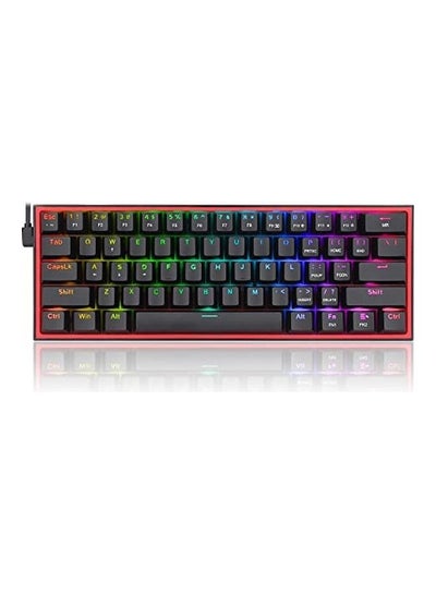 اشتري Redragon FIZZ K617 60% Wired Mechanical Keyboard, Red Switches, No-Slip Stand, Vibrant RGB, Hot-Swappable, 20 Presets Backlighting, Detachable Type-C Cable, English Layout, Black/Red في مصر