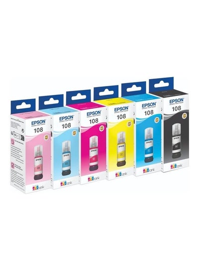 Buy 108 Ink Set For L8050 70 ml Multipack Black, Cyan, Yellow, Magenta, Light cyan, light magenta in UAE