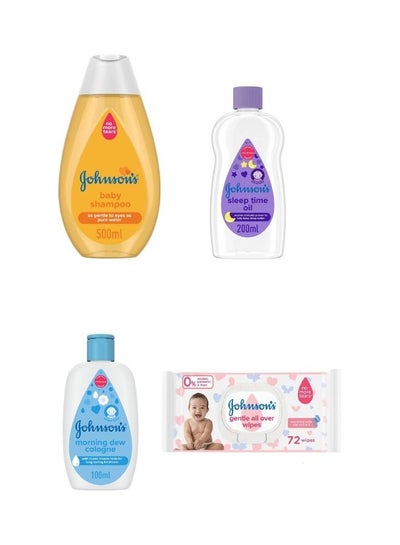 Buy Johnson's Baby Set  (Shampoo 500ml - Cologne 100ml- Wipes - Oil 200ml ) in Egypt