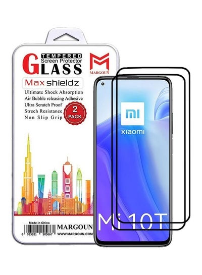 اشتري 2 Pack For Xiaomi Mi 10T 5G Screen Protector Tempered Glass Full Glue Back Side Black في الامارات